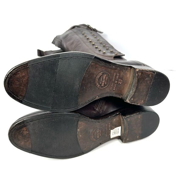 NWOB Montegranaro Area Forte Italy Brown Leather Studded Riding Boots EUR37 US 7 - Picture 12 of 15